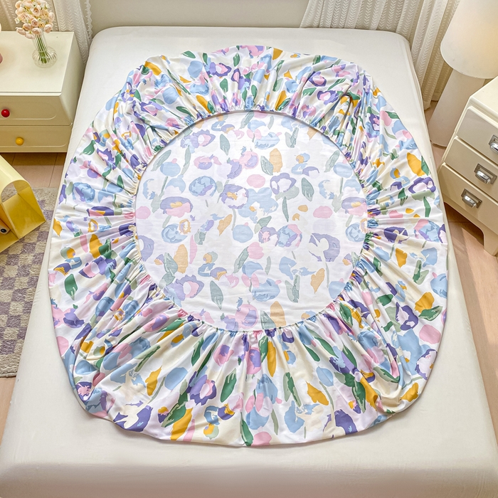 91家纺网 家纺一手货源 找家纺 黑马家居 2025新款全棉纯棉印花单床笠床笠单件 粉黛