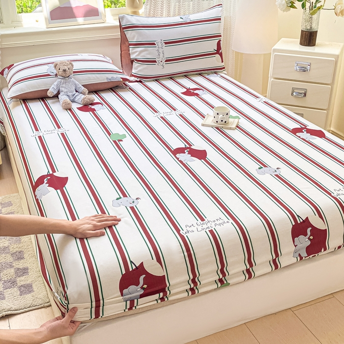 黑马家居 2025新款全棉纯棉印花单床笠床笠单件 快乐小象