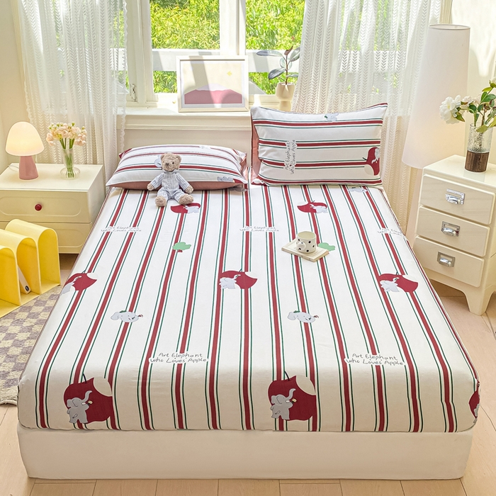 91家纺网 家纺一手货源 找家纺 黑马家居 2025新款全棉纯棉印花单床笠床笠单件 快乐小象