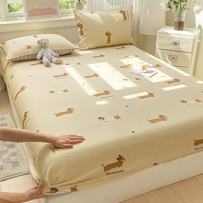 黑马家居 2025新款全棉纯棉印花单床笠床笠单件 腊肠犬