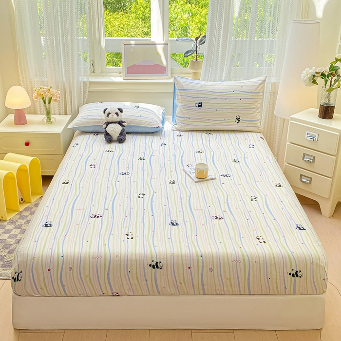 91家纺网 家纺一手货源 找家纺 黑马家居 2025新款全棉纯棉印花单床笠床笠单件 小熊猫