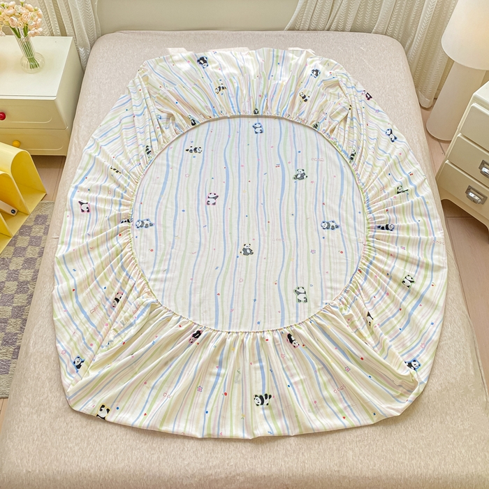 91家纺网 家纺一手货源 找家纺 黑马家居 2025新款全棉纯棉印花单床笠床笠单件 小熊猫