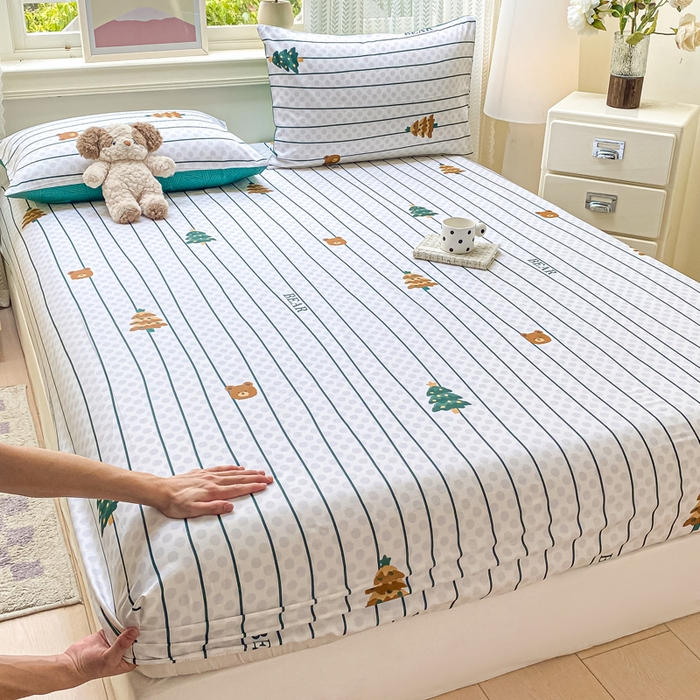 黑马家居 2025新款全棉纯棉印花单床笠床笠单件 小熊森林