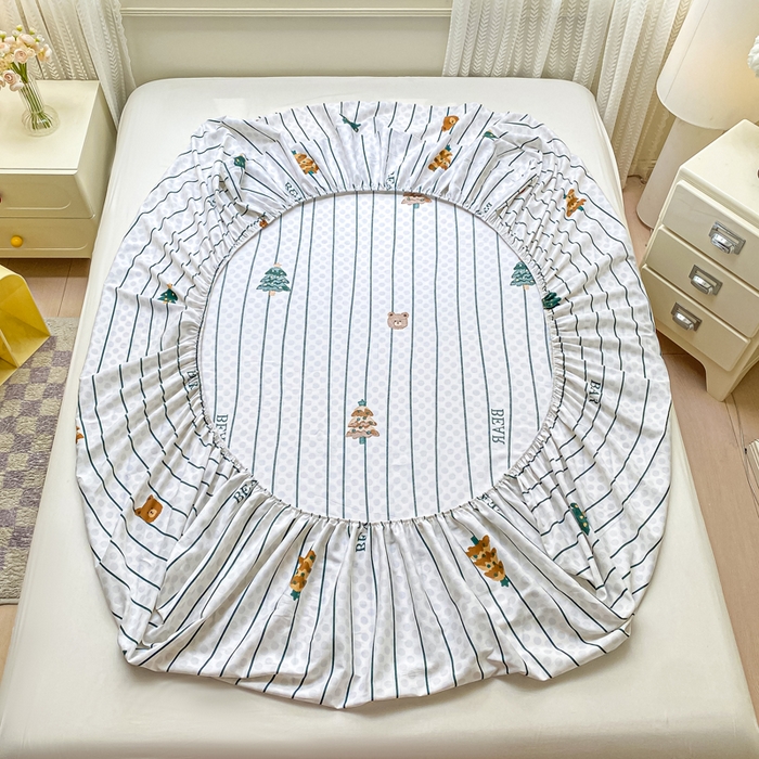 91家纺网 家纺一手货源 找家纺 黑马家居 2025新款全棉纯棉印花单床笠床笠单件 小熊森林