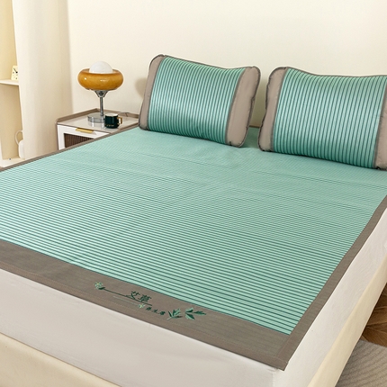 91家纺网 家纺一手货源 找家纺 （总）丹兰 2025新款碳光冰丝席三件套竹席冰藤席艾草席学生席双人床凉席