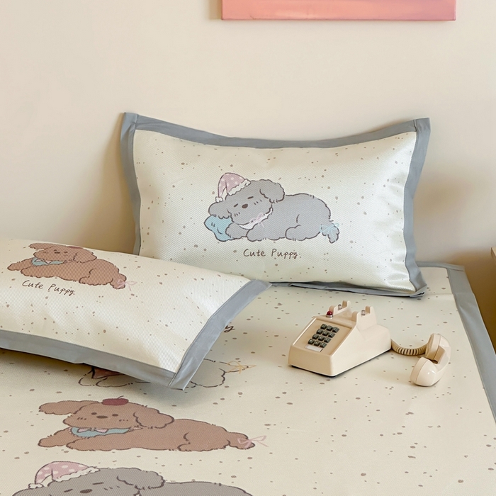 91家纺网 家纺一手货源 找家纺 觅糖家纺2025新款韩系数码卡通印花冰藤席 冰藤席-瞌睡狗