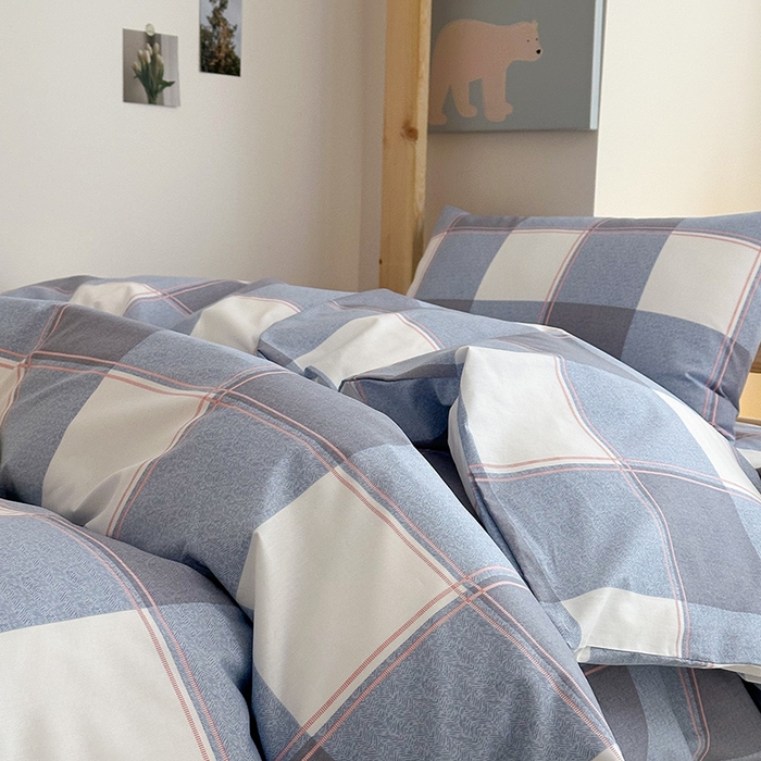 91家纺网 家纺一手货源 找家纺 天之爱2025新款全棉13372学生宿舍上下铺三件套多件套 蓝兮