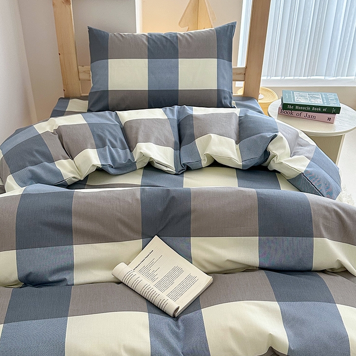 91家纺网 家纺一手货源 找家纺 天之爱2025新款全棉13372学生宿舍上下铺三件套多件套 格调蓝