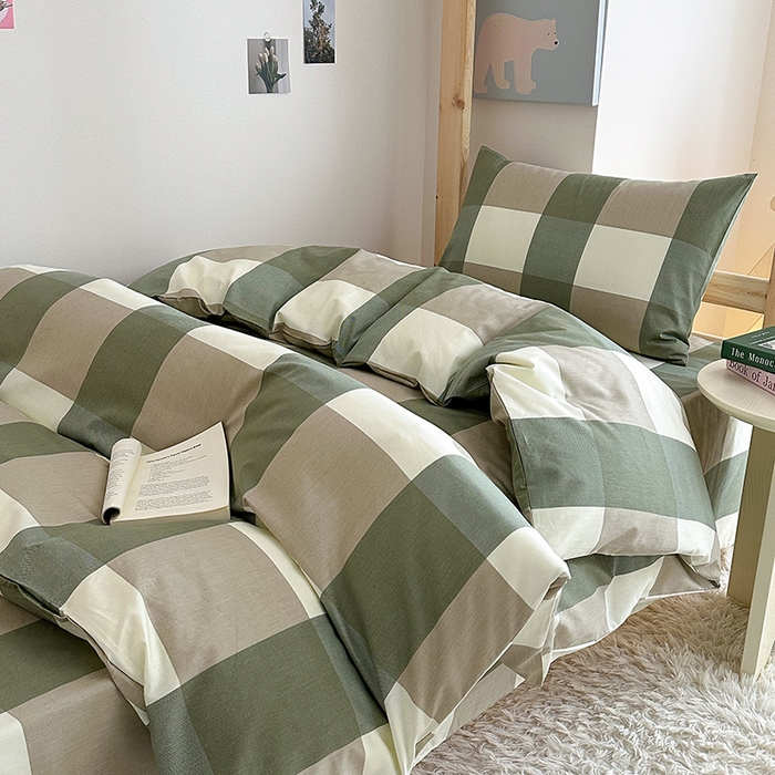 91家纺网 家纺一手货源 找家纺 天之爱2025新款全棉13372学生宿舍上下铺三件套多件套 格调绿
