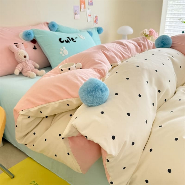 91家纺网 家纺一手货源 找家纺 （总）多品家纺 2025新款超柔水洗棉奶油系毛球款单被套