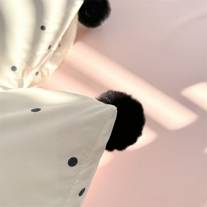 91家纺网 家纺一手货源 找家纺 多品家纺 2025新款超柔水洗棉奶油系毛球款单被套 波点海盐白