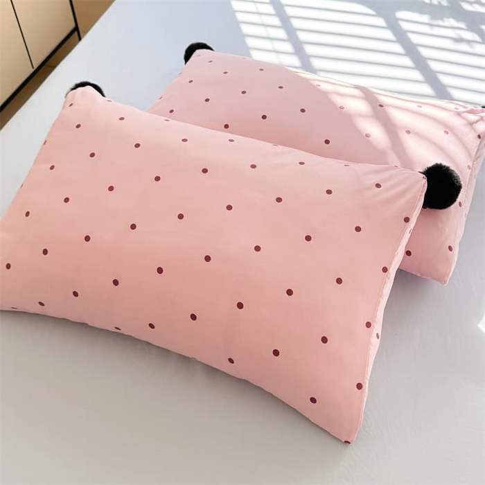 91家纺网 家纺一手货源 找家纺 多品家纺 2025新款超柔水洗棉奶油系毛球款单被套 波点海盐粉