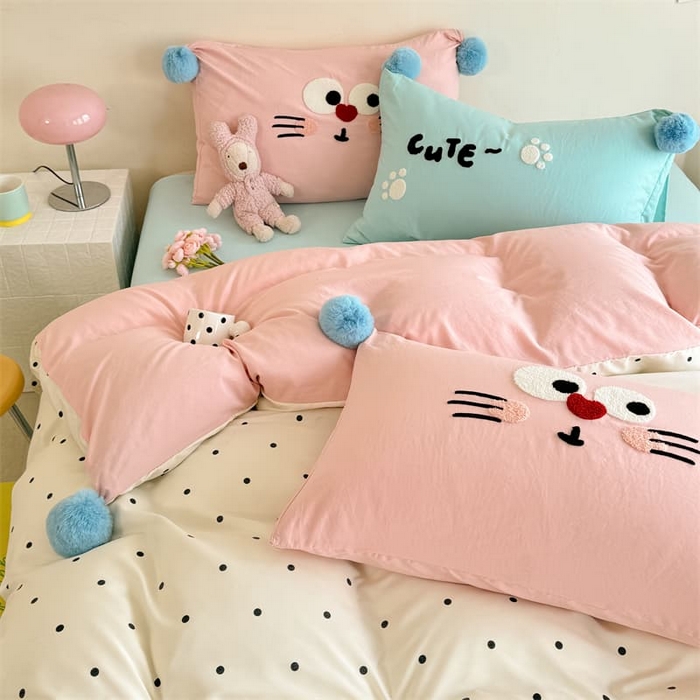 91家纺网 家纺一手货源 找家纺 多品家纺 2025新款超柔水洗棉奶油系毛球款单被套 洛熙