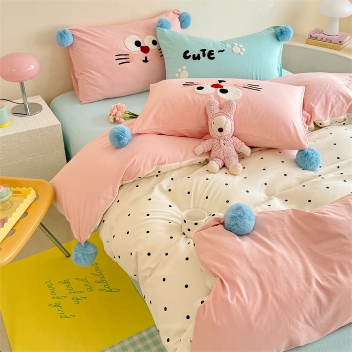 91家纺网 家纺一手货源 找家纺 多品家纺 2025新款超柔水洗棉奶油系毛球款单被套 洛熙