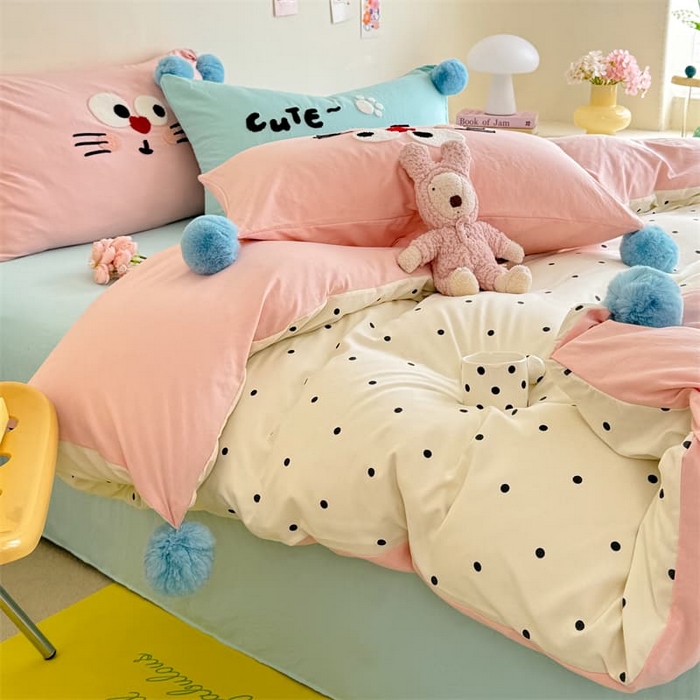 91家纺网 家纺一手货源 找家纺 多品家纺 2025新款超柔水洗棉奶油系毛球款单被套 洛熙