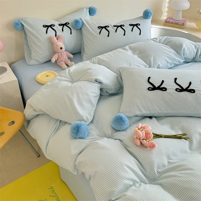 91家纺网 家纺一手货源 找家纺 多品家纺 2025新款超柔水洗棉奶油系毛球款单被套 月光恋语