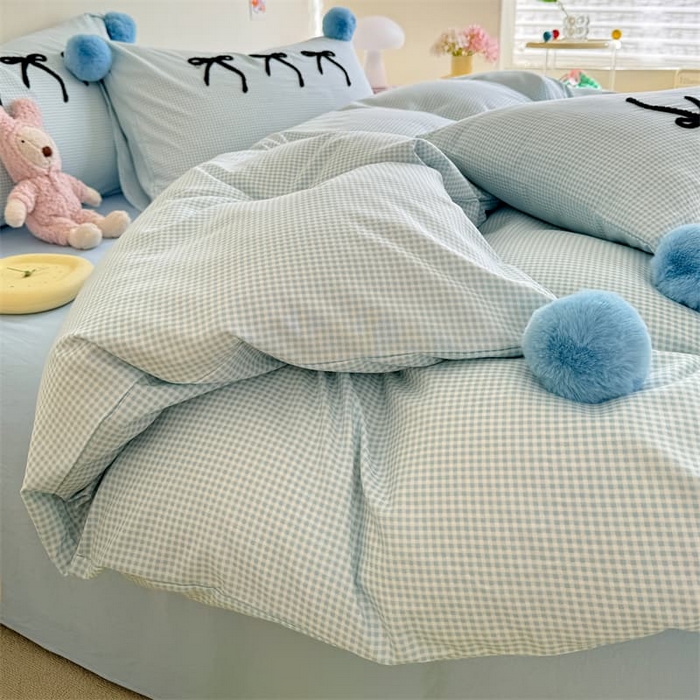 91家纺网 家纺一手货源 找家纺 多品家纺 2025新款超柔水洗棉奶油系毛球款单被套 月光恋语