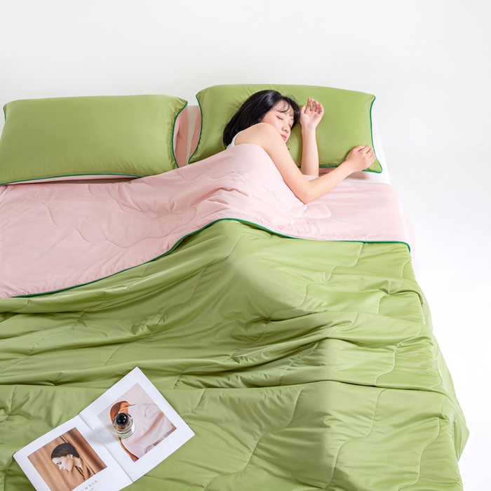 91家纺网 家纺一手货源 找家纺 （总）咏绒家纺工厂店 2025新款（礼盒装）A类氨纶凉感丝西瓜大豆空调被夏被