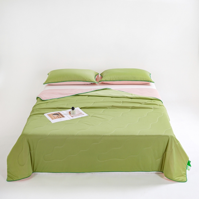 91家纺网 家纺一手货源 找家纺 咏绒家纺工厂店 2025新款（礼盒装）A类氨纶凉感丝西瓜大豆空调被夏被 蜜瓜粉