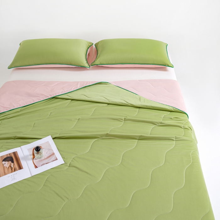 91家纺网 家纺一手货源 找家纺 咏绒家纺工厂店 2025新款（礼盒装）A类氨纶凉感丝西瓜大豆空调被夏被 蜜瓜粉