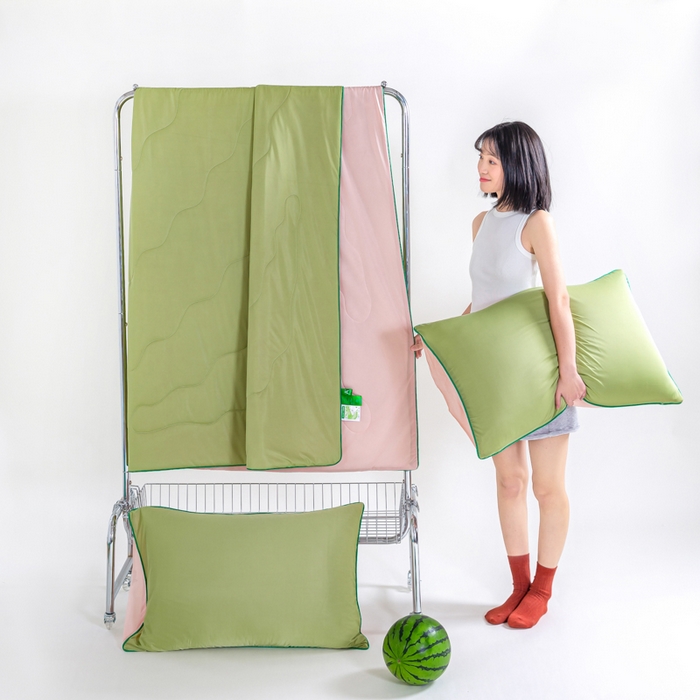 91家纺网 家纺一手货源 找家纺 咏绒家纺工厂店 2025新款（礼盒装）A类氨纶凉感丝西瓜大豆空调被夏被 蜜瓜粉