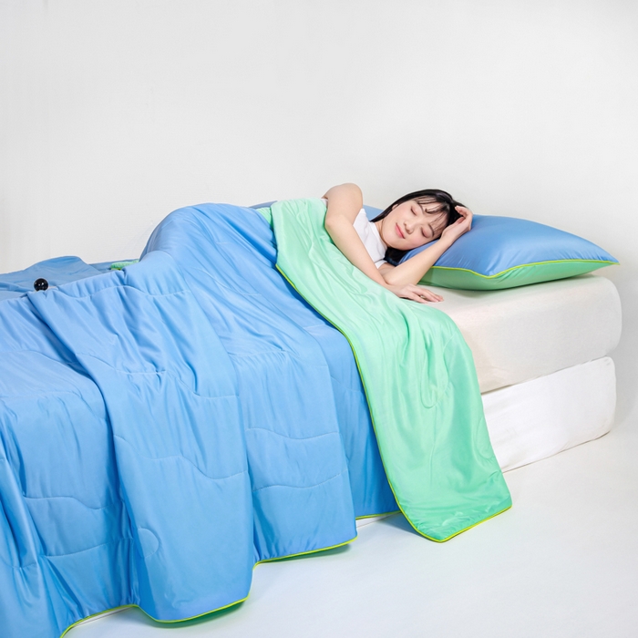 91家纺网 家纺一手货源 找家纺 咏绒家纺工厂店 2025新款（礼盒装）A类氨纶凉感丝西瓜大豆空调被夏被 蜜瓜绿