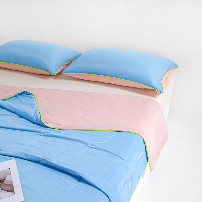 91家纺网 家纺一手货源 找家纺 咏绒家纺工厂店 2025新款（礼盒装）A类氨纶凉感丝西瓜大豆空调被夏被 西瓜粉