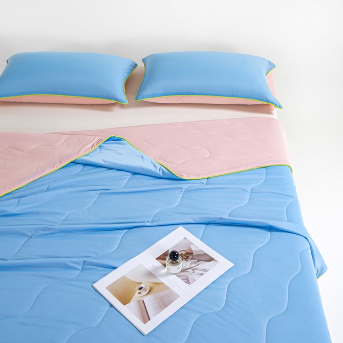 91家纺网 家纺一手货源 找家纺 咏绒家纺工厂店 2025新款（礼盒装）A类氨纶凉感丝西瓜大豆空调被夏被 西瓜粉