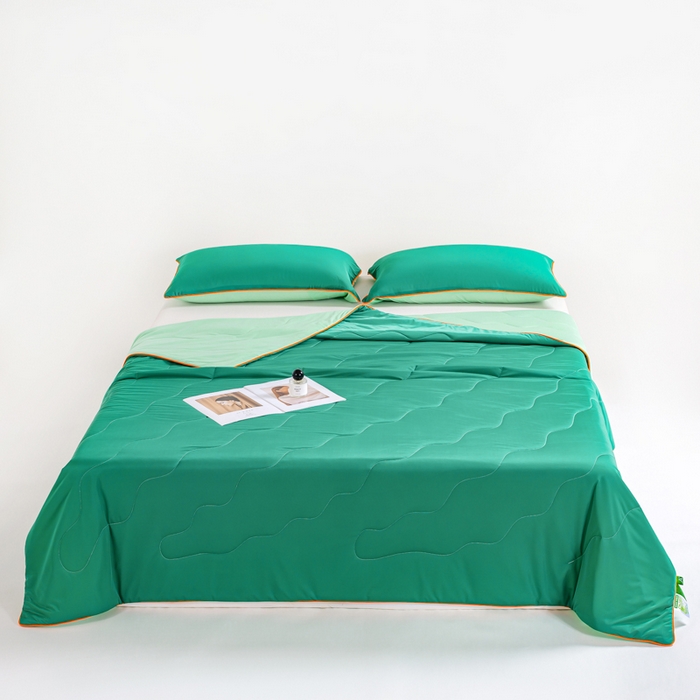 91家纺网 家纺一手货源 找家纺 咏绒家纺工厂店 2025新款（礼盒装）A类氨纶凉感丝西瓜大豆空调被夏被 西瓜绿