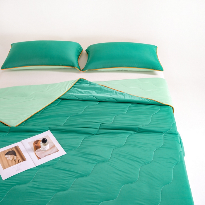 91家纺网 家纺一手货源 找家纺 咏绒家纺工厂店 2025新款（礼盒装）A类氨纶凉感丝西瓜大豆空调被夏被 西瓜绿