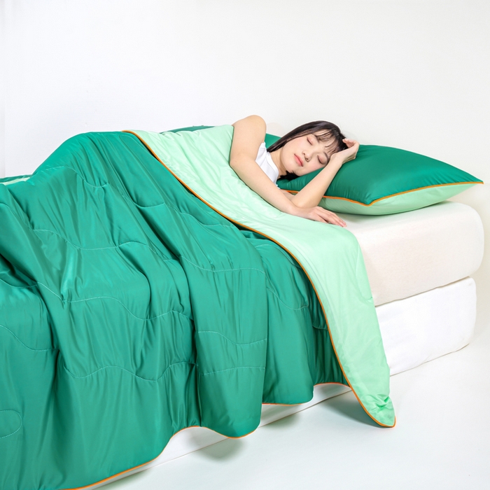 91家纺网 家纺一手货源 找家纺 咏绒家纺工厂店 2025新款（礼盒装）A类氨纶凉感丝西瓜大豆空调被夏被 西瓜绿