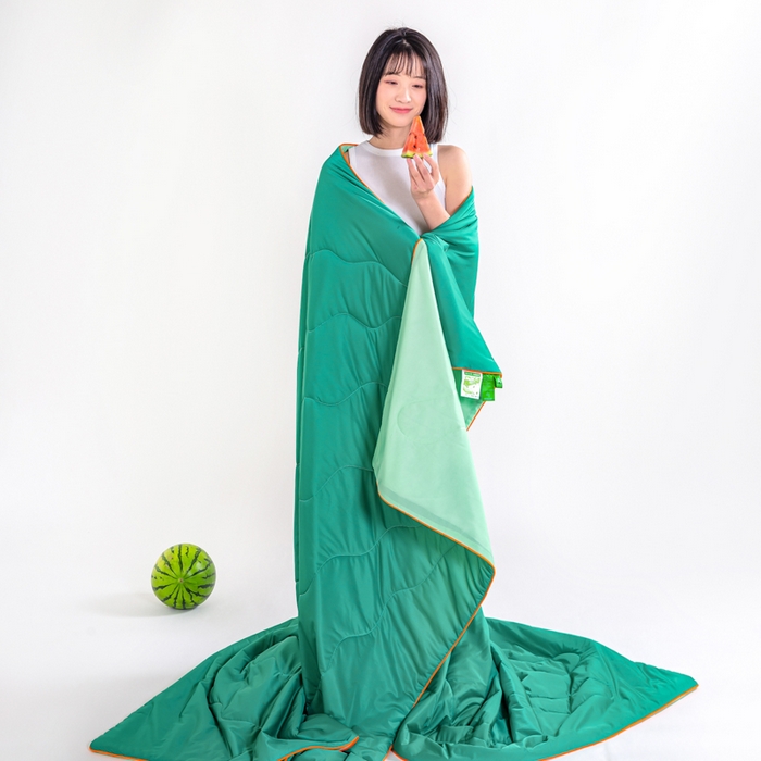 91家纺网 家纺一手货源 找家纺 咏绒家纺工厂店 2025新款（礼盒装）A类氨纶凉感丝西瓜大豆空调被夏被 西瓜绿