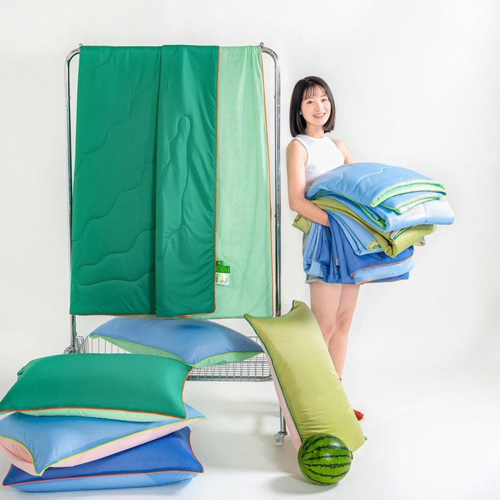 91家纺网 家纺一手货源 找家纺 咏绒家纺工厂店 2025新款（礼盒装）A类氨纶凉感丝西瓜大豆空调被夏被 西瓜绿