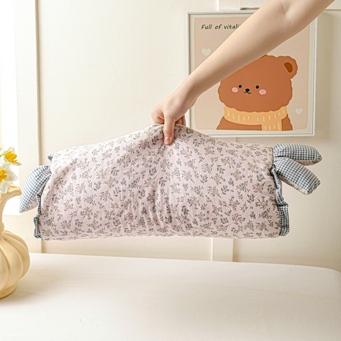 91家纺网 家纺一手货源 找家纺 卓昌枕芯 2025新款全棉双层纱荞麦枕枕头枕芯卡通儿童学生成人护颈枕-田园兔 田园兔-伊朵粉 图片款/只