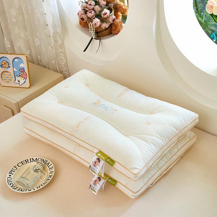 91家纺网 家纺一手货源 找家纺 晚儿 2025新款蚕禧眠呵护枕枕头枕芯 蚕禧眠呵护枕—牛奶白 48x74cm/对