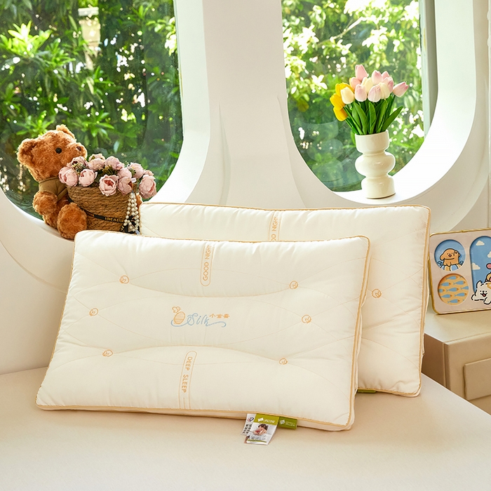 91家纺网 家纺一手货源 找家纺 晚儿 2025新款蚕禧眠呵护枕枕头枕芯 蚕禧眠呵护枕—牛奶白 48x74cm/对