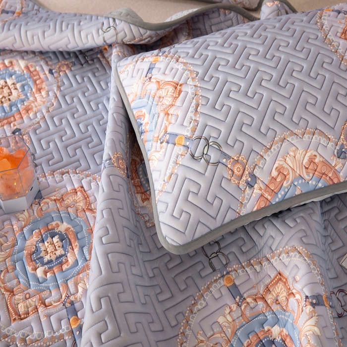 91家纺网 家纺一手货源 找家纺 美丽折家纺 2025夏季新品高端加厚8mm全冰丝生物基乳胶凉席三件套 水洗天然乳胶凉席 富贵华庭紫