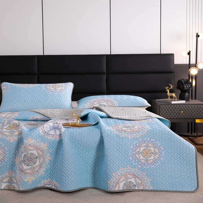 91家纺网 家纺一手货源 找家纺 美丽折家纺 2025夏季新品高端加厚8mm全冰丝生物基乳胶凉席三件套 水洗天然乳胶凉席 德莎丽堡