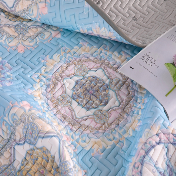 91家纺网 家纺一手货源 找家纺 美丽折家纺 2025夏季新品高端加厚8mm全冰丝生物基乳胶凉席三件套 水洗天然乳胶凉席 德莎丽堡