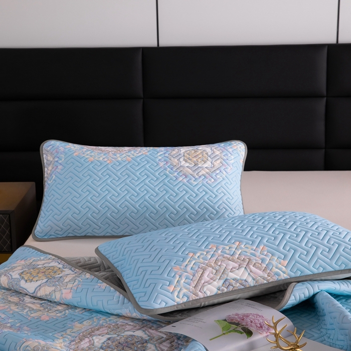 91家纺网 家纺一手货源 找家纺 美丽折家纺 2025夏季新品高端加厚8mm全冰丝生物基乳胶凉席三件套 水洗天然乳胶凉席 德莎丽堡