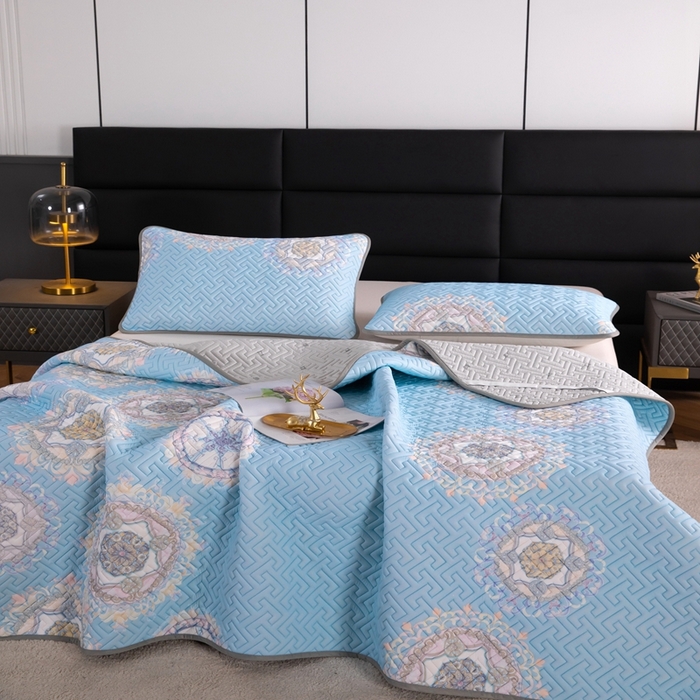 91家纺网 家纺一手货源 找家纺 美丽折家纺 2025夏季新品高端加厚8mm全冰丝生物基乳胶凉席三件套 水洗天然乳胶凉席 德莎丽堡