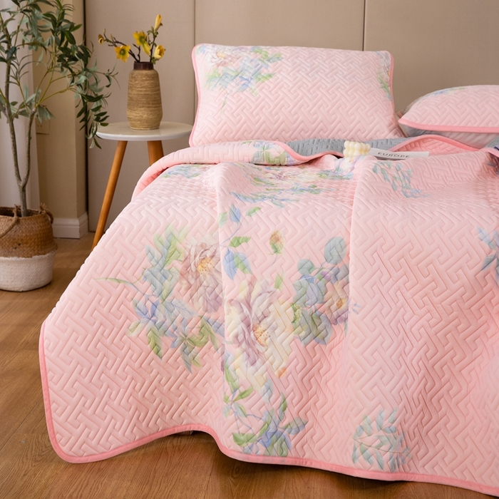 91家纺网 家纺一手货源 找家纺 美丽折家纺 2025夏季新品高端加厚8mm全冰丝生物基乳胶凉席三件套 水洗天然乳胶凉席 爱尔兰风采