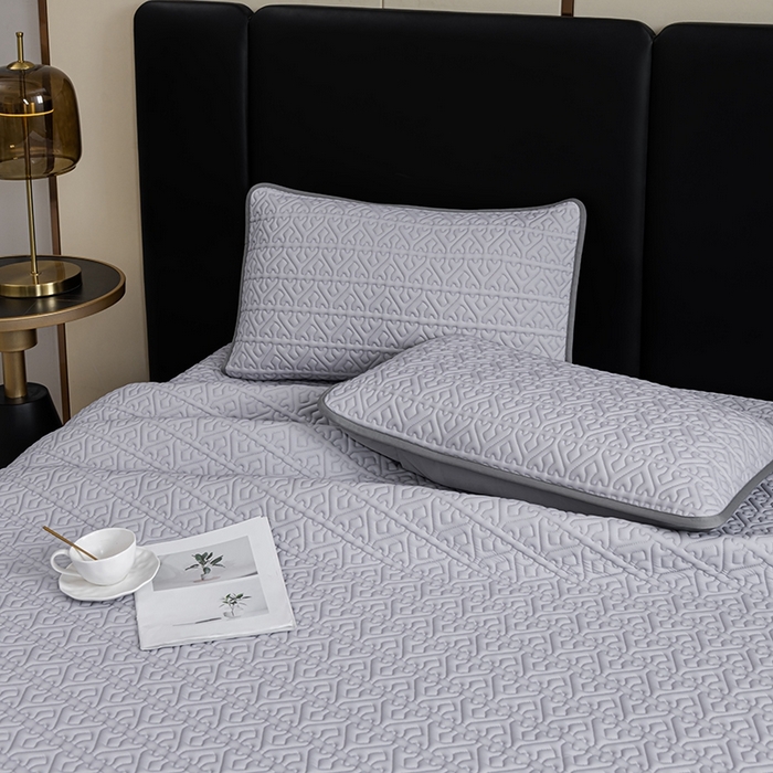 91家纺网 家纺一手货源 找家纺 美丽折家纺 2025夏季新品高端加厚8mm全冰丝生物基乳胶凉席三件套 水洗天然乳胶凉席 经典灰Y