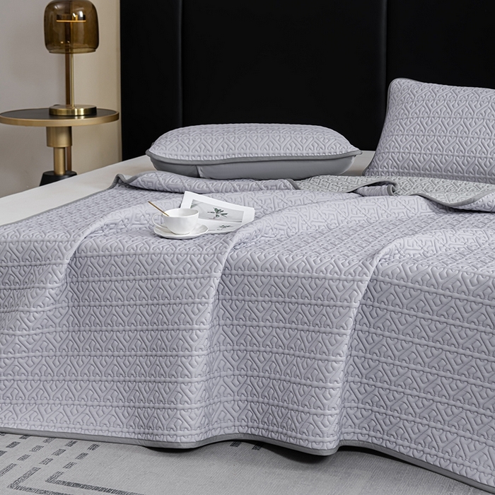 91家纺网 家纺一手货源 找家纺 美丽折家纺 2025夏季新品高端加厚8mm全冰丝生物基乳胶凉席三件套 水洗天然乳胶凉席 经典灰Y