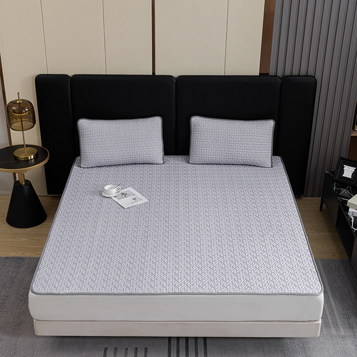 91家纺网 家纺一手货源 找家纺 美丽折家纺 2025夏季新品高端加厚8mm全冰丝生物基乳胶凉席三件套 水洗天然乳胶凉席 经典灰Y