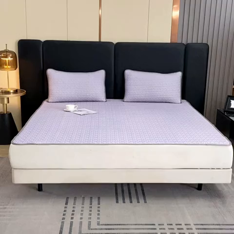 91家纺网 家纺一手货源 找家纺 美丽折家纺 2025夏季新品高端加厚8mm全冰丝生物基乳胶凉席三件套 水洗天然乳胶凉席 经典灰Y