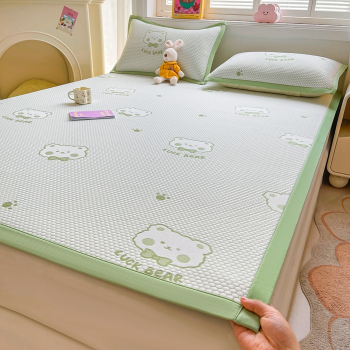 91家纺网 家纺一手货源 找家纺 （总）梵朴 2025新款直播A类冰豆豆凉席席子三件套凉豆豆软凉席可机洗空调席子