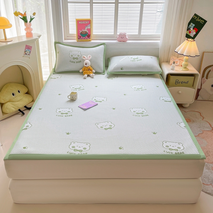 91家纺网 家纺一手货源 找家纺 （总）梵朴 2025新款直播A类冰豆豆凉席席子三件套凉豆豆软凉席可机洗空调席子