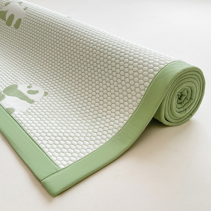 91家纺网 家纺一手货源 找家纺 梵朴 2025新款直播A类冰豆豆凉席席子三件套凉豆豆软凉席可机洗空调席子 小熊猫-绿