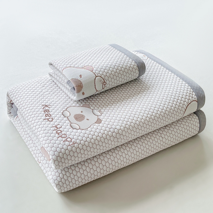 91家纺网 家纺一手货源 找家纺 梵朴 2025新款直播A类冰豆豆凉席席子三件套凉豆豆软凉席可机洗空调席子 卡皮巴拉-咖